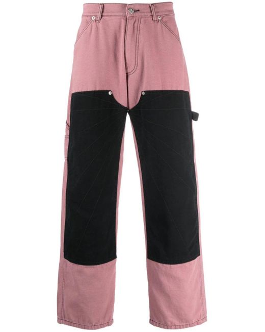 Rassvet (PACCBET) Pink Mid-rise Panelled Cotton Trousers for men