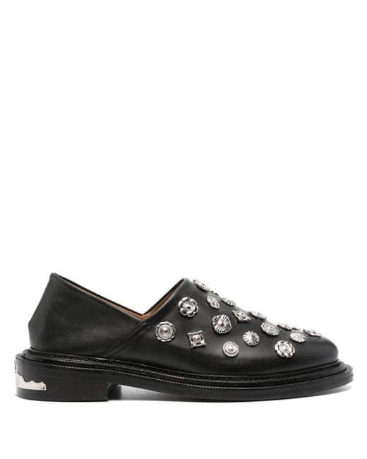 Toga Virilis Black Stud-embellished Leather Loafers for men