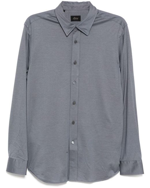 Brioni Gray Classic Collar Shirt for men