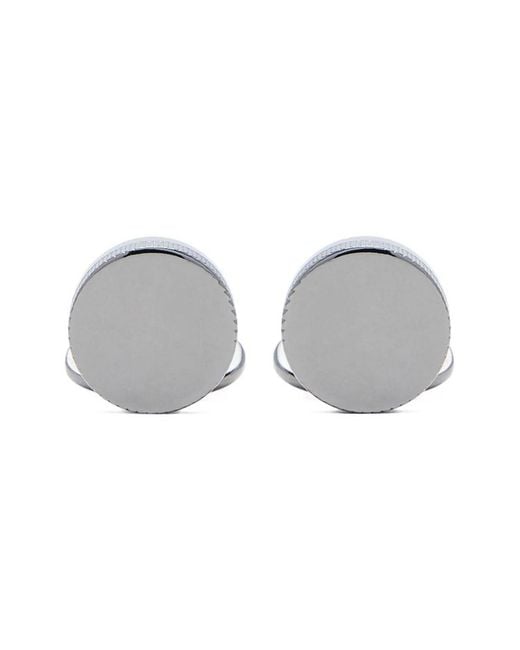 Giorgio Armani Gray Textured Round Cufflinks for men