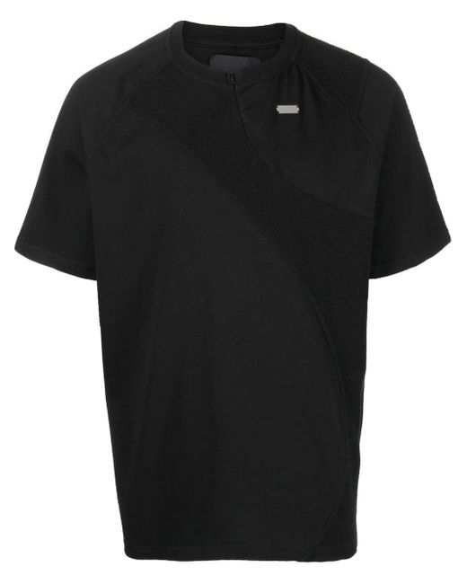 HELIOT EMIL Black Panelled Short-Sleeved T-Shirt for men