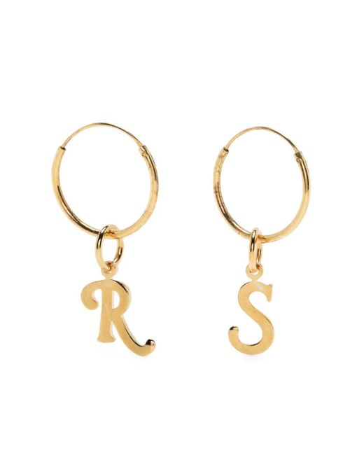 Raf Simons Metallic Logo Hoop Earrings for men