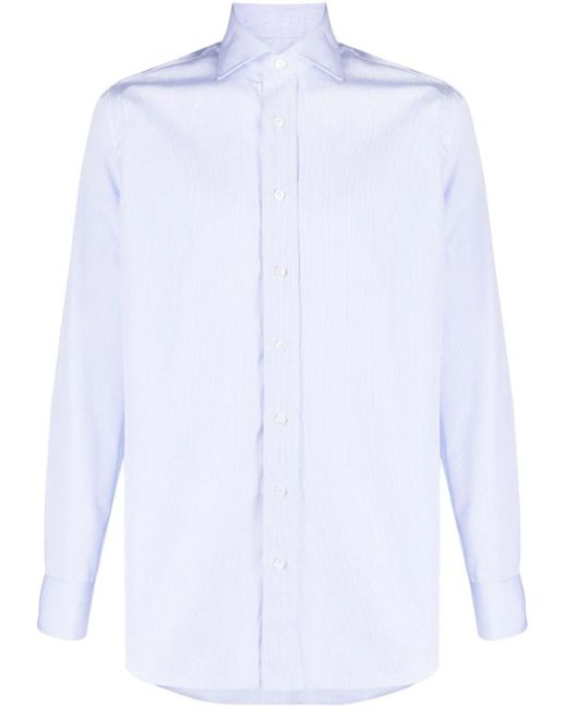 Lardini White Stripe-pattern Cotton Shirt for men