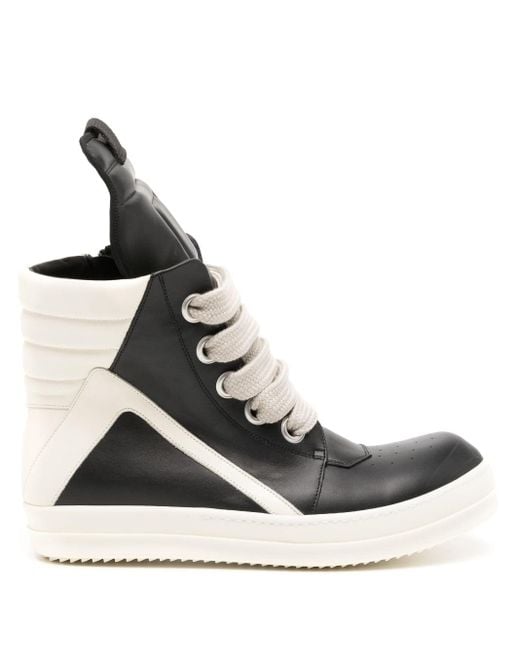 Rick Owens White Geobasket Hi-Top Leather Sneakers for men