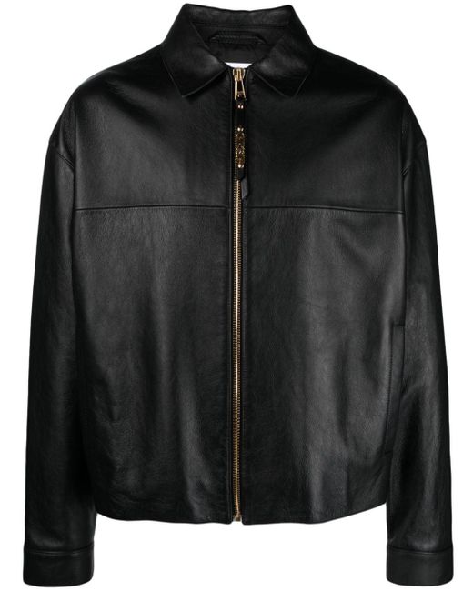 Moschino Black Zipped-up Leather Jacket for men