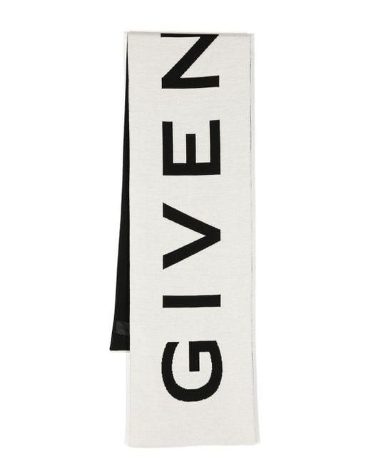 Givenchy White Logo-intarsia Wool Scarf for men