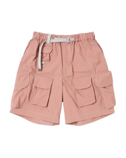 And Wander Pink Cargo Pocket Shorts for men