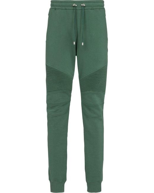 Balmain Green Drawstring Cotton Track Pants for men