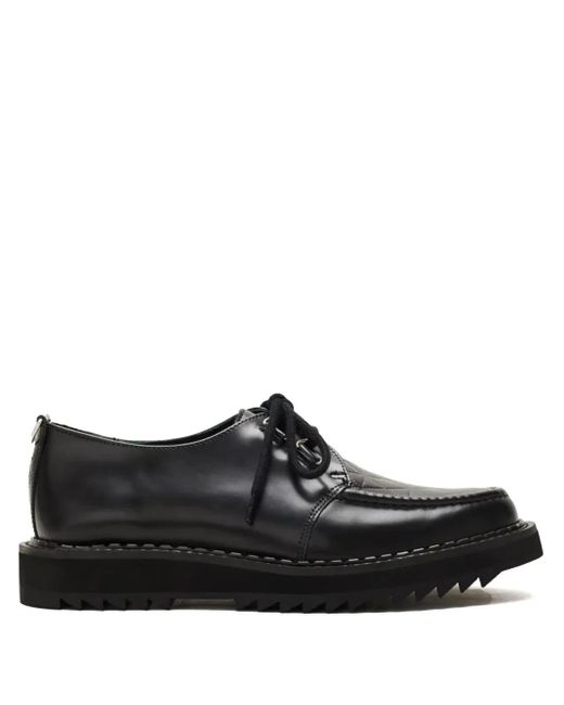 George Cox Black Leather Boat Shoes for men