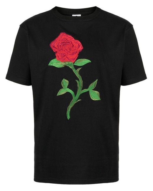 Endless Joy Black Rose-print Cotton T-shirt for men