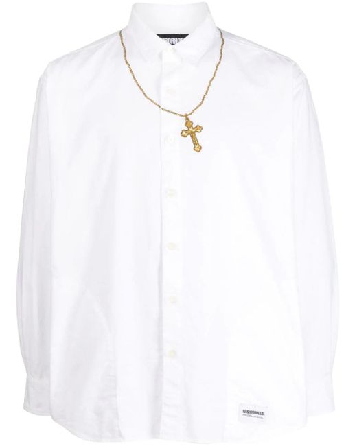 Neighborhood White Cross-embroidered Cotton Shirt for men