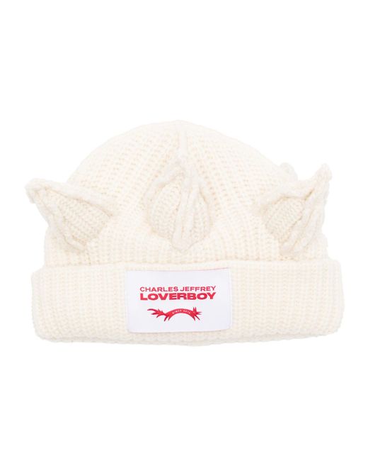 Charles Jeffrey White Crown Chunky-knit Beanie for men