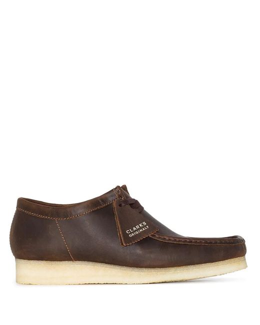 Clarks Brown Wallabee Leather Lace-Up Derby Shoes for men