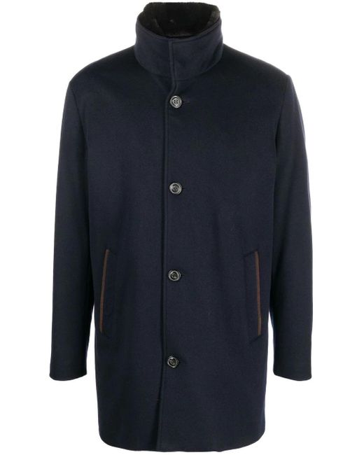 Paul & Shark Blue Cashmere Button-Down Coat for men