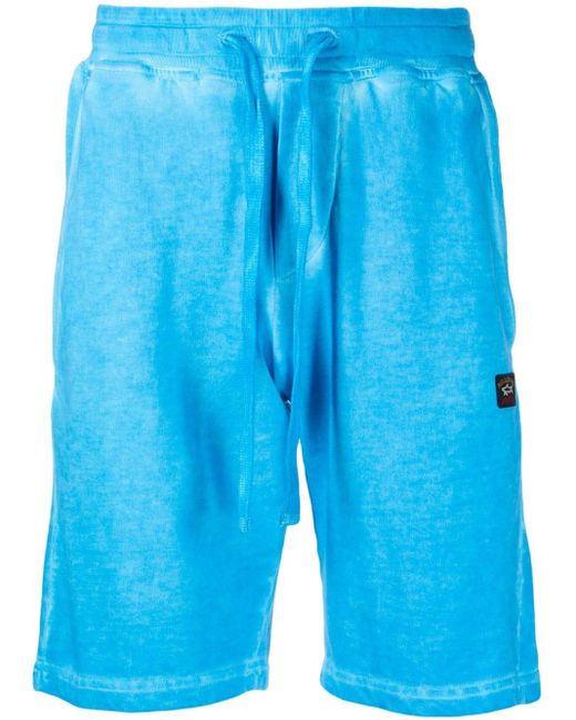 Paul & Shark Blue Logo-patch Terry-cloth Shorts for men