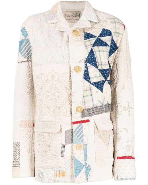 By Walid Natural Patchwork-Design Jacket for men
