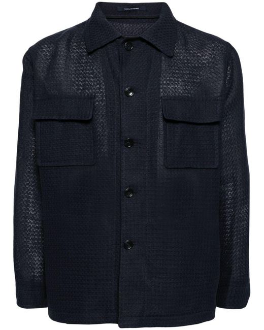 Tagliatore Blue Textured-Finish Button-Down Jacket for men