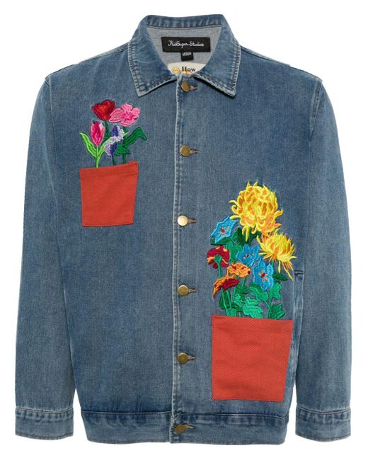 Kidsuper Blue Flower Pots Denim Jacket for men