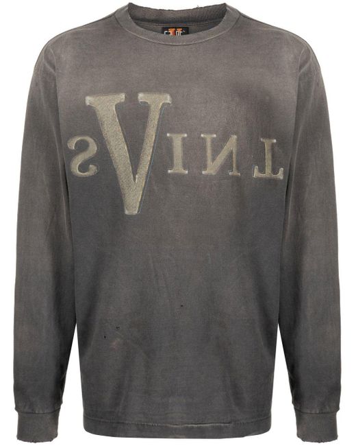 SAINT Mxxxxxx Gray Graphic-print Long-sleeved T-shirt for men