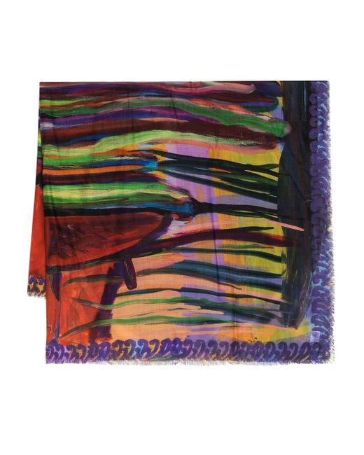 Givenchy Multicolor Abstract-print Frayed Scarf for men
