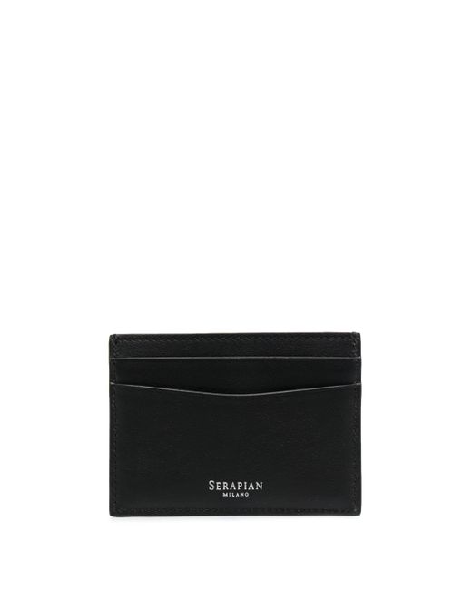 Serapian Black Mosaico Leather Card Holder for men