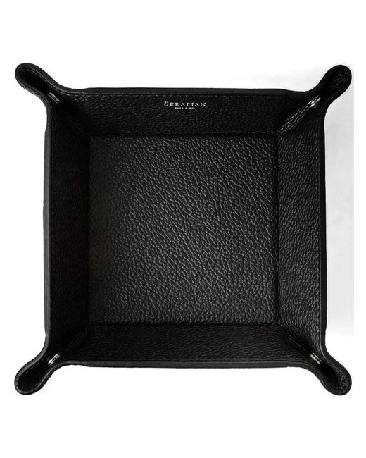 Serapian Black Cachemire Leather Desk Tray for men