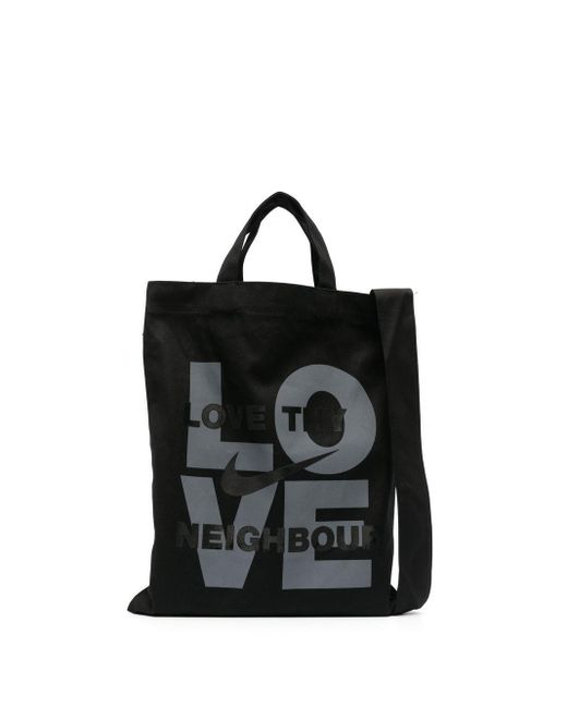 COMME DES GARÇON BLACK Black X Nike Slogan-Print Tote Bag for men