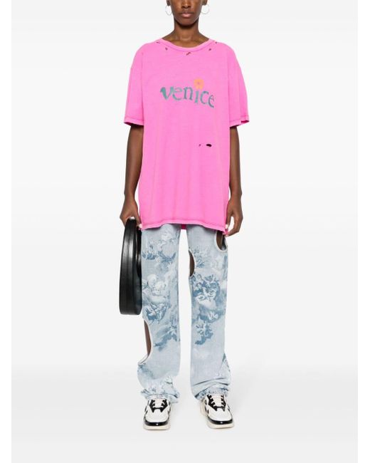 Pink ripped t shirt cheap