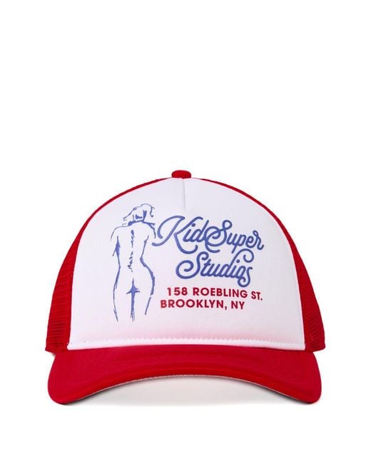 Kidsuper Red Printed Trucker Hat for men