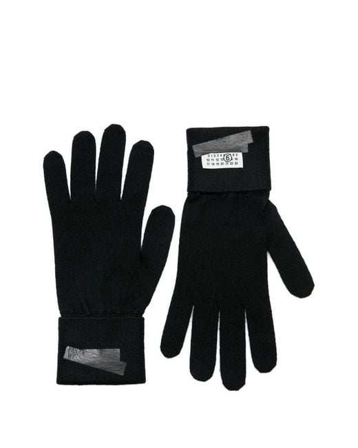 MM6 by Maison Margiela Black Numbers-Motif Gloves for men