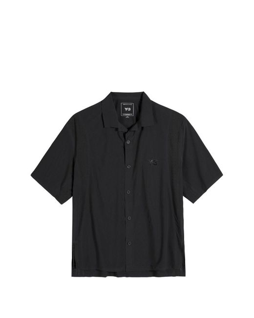 Y-3 Black Perforated-detail Short-sleeve Shirt for men