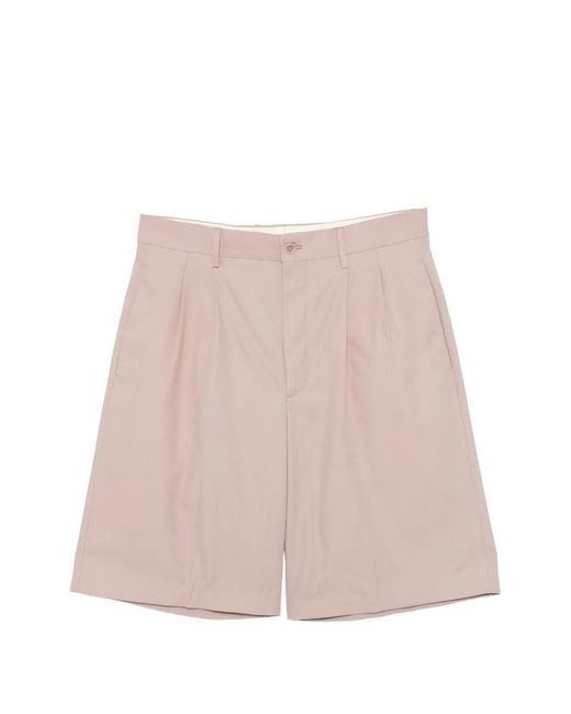 Tagliatore Pink Cabana Pleated Shorts for men