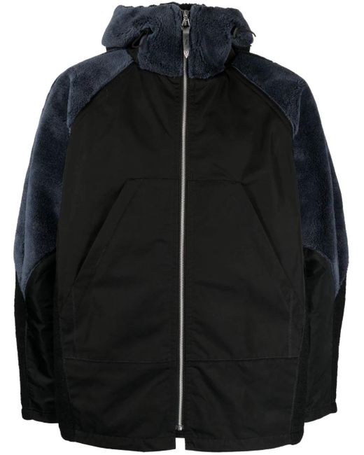 Toga Black Faux-fur Trim Hooded Jacket for men