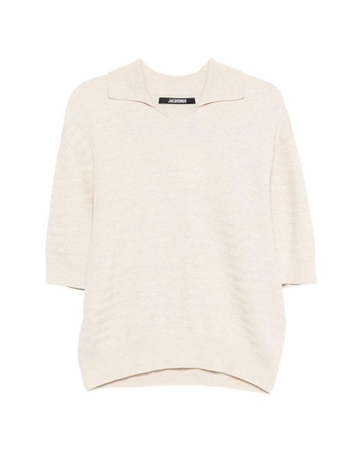 Jacquemus White Collar Short-Sleeve Sweater for men