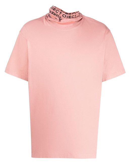 Y. Project Pink Logo-tape Cut-out T-shirt for men