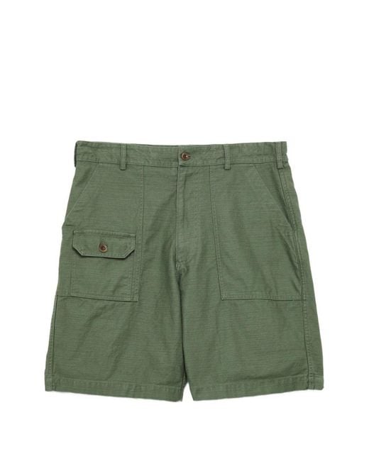 Engineered Garments Green Patch-Pocket Cotton Shorts for men