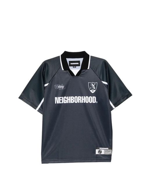 Neighborhood Blue Logo-Print V-Neck T-Shirt for men