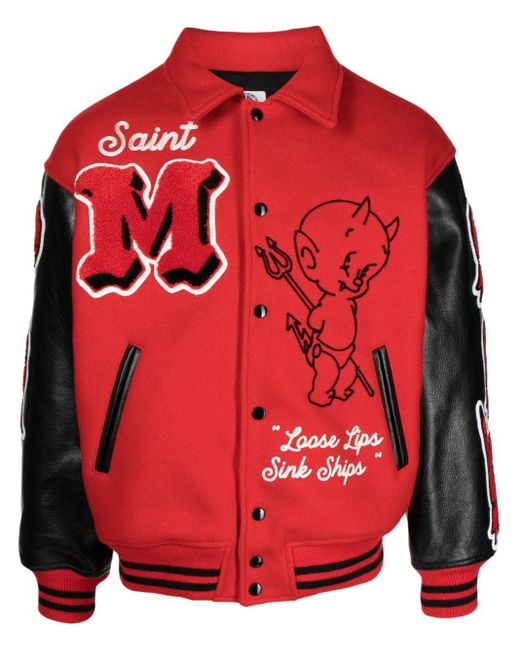 SAINT Mxxxxxx Red Devil Varsity Letter Jacket for men