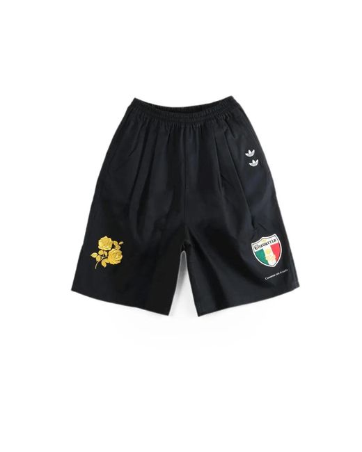 Adidas Black X Willy Chavarria Logo-Patch Floral-Embroidered Shorts for men
