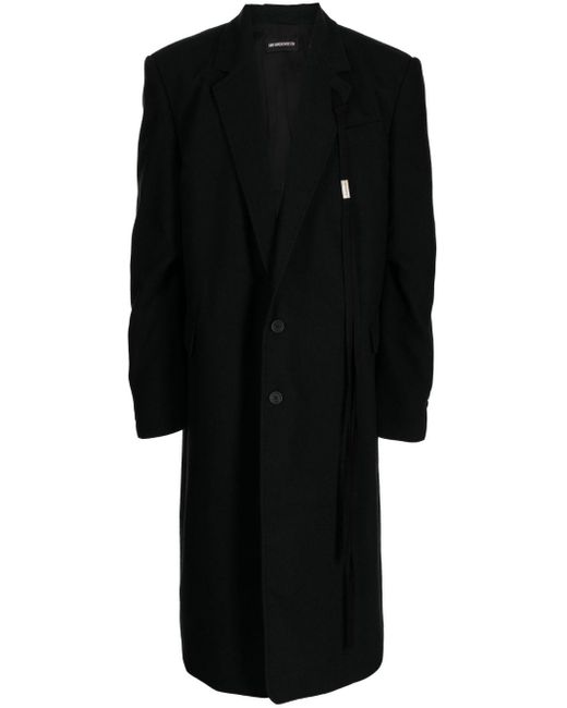 Ann Demeulemeester Black Long Tailored Buttoned Cotton Coat for men