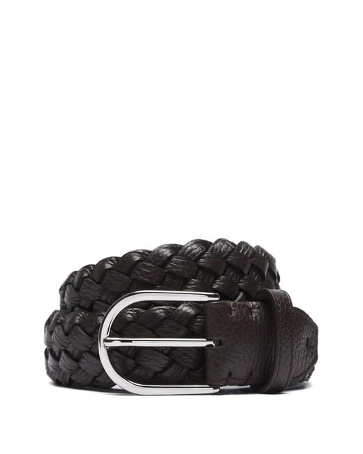Brioni Black Braided Leather Belt for men