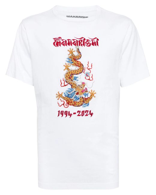 Maharishi White Descending Dragon Organic-cotton T-shirt for men