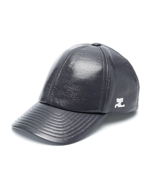 Courreges Gray Logo-embroidered Glossy-finish Cap for men