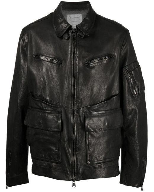 Yohji Yamamoto Black Zip-up Leather Jacket for men