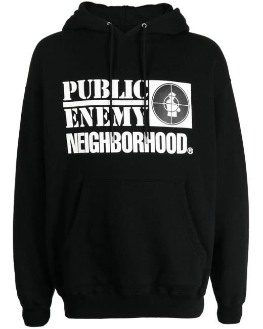 Neighborhood Black X Public Enemy Logo-print Cotton Hoodie for men