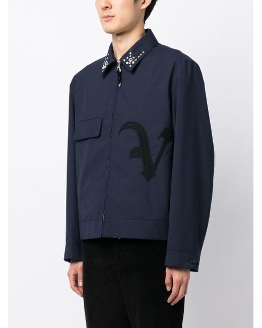 Toga Virilis Logo-patch Wool-blend Shirt Jacket in Blue for Men | Lyst