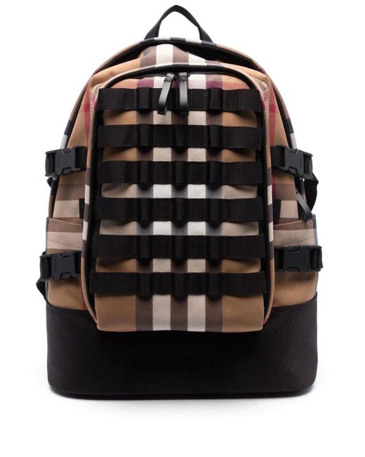 Burberry Black Check-pattern Backpack for men