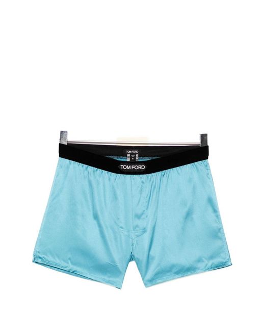 Tom Ford Blue Logo-Patch Boxer Shorts for men