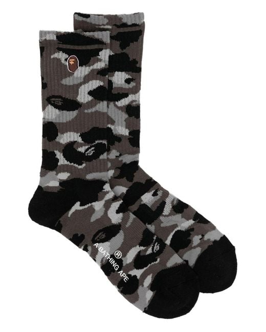 A Bathing Ape Black 1St Camo Ape Head Socks for men