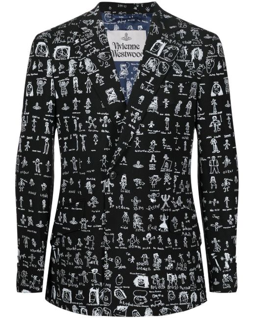 Vivienne Westwood Black All-over Graphic Print Blazer for men